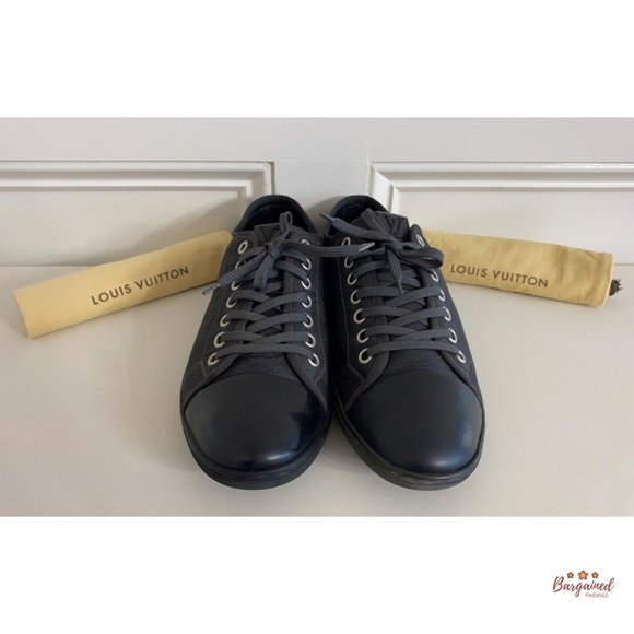 Authentic Louis Vuitton Gray/Black Damier Graphite Nylon Men's Sneakers Size 9.5 - Picture 7 of 14